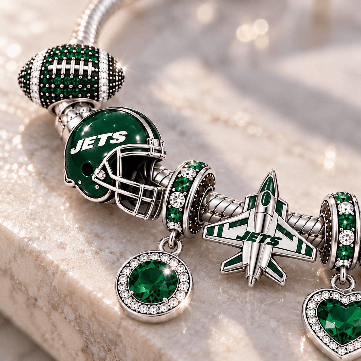 NYJ Silver Charm Bracelet Set BMD